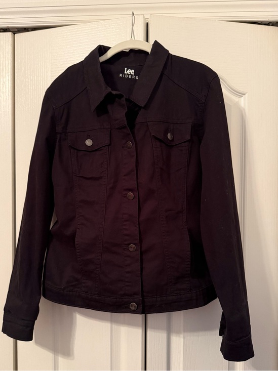 Lee Jackets & Blazers - Lee Riders Black Denim Jacket Stretch Trucker Button Front Women’s Large Casual